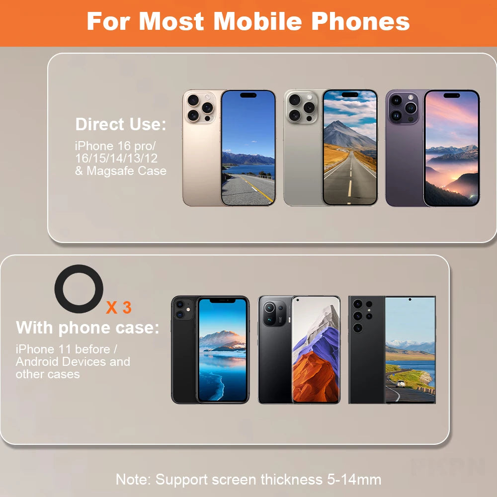 Magnetic Wall Phone Mount Supports 360-degree rotation Suitable for walls and desktops Compatible with all smartphones