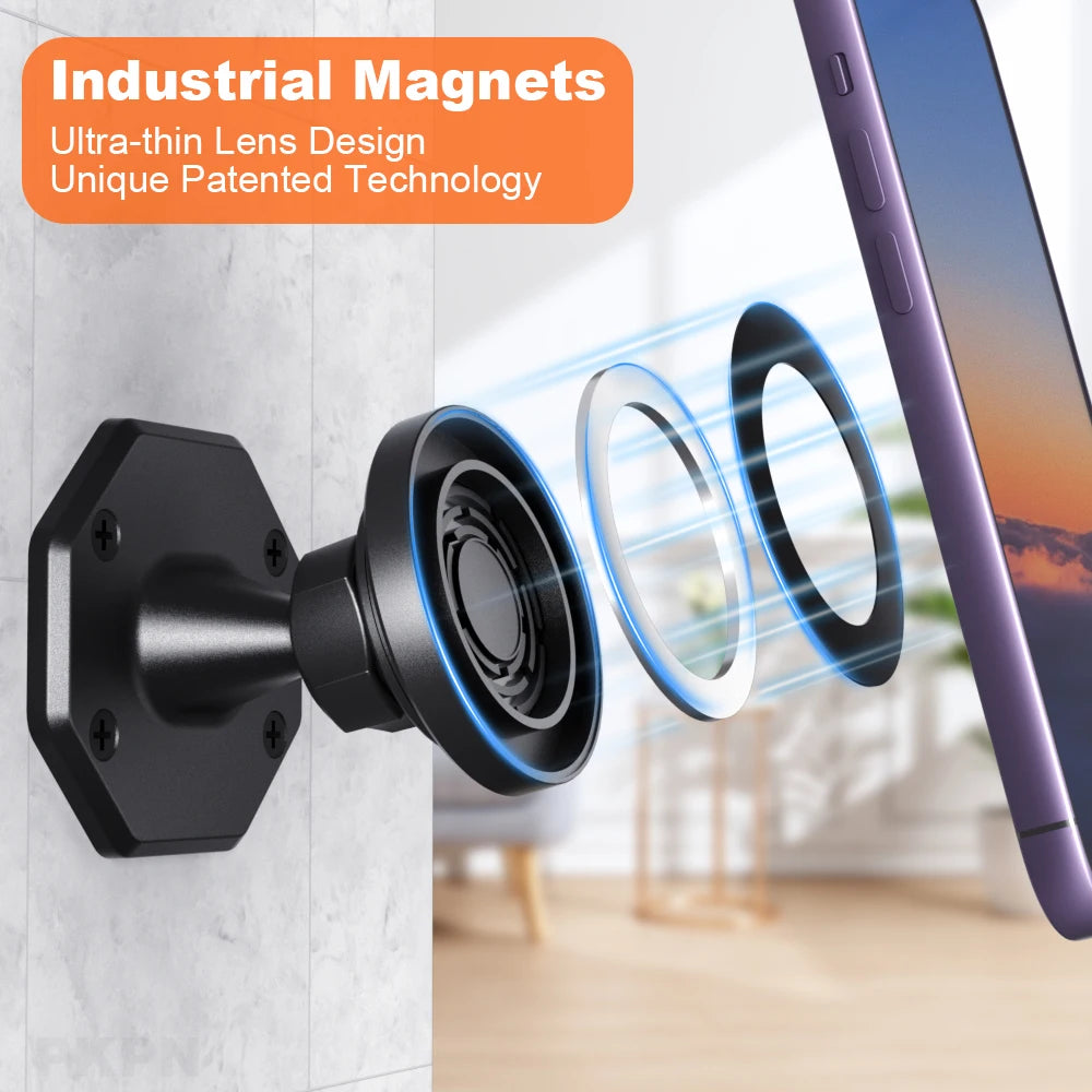 Magnetic Wall Phone Mount Supports 360-degree rotation Suitable for walls and desktops Compatible with all smartphones
