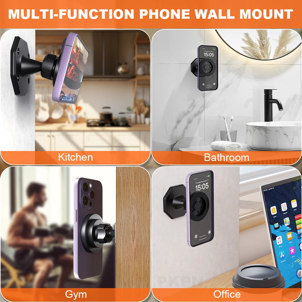Magnetic Wall Phone Mount Supports 360-degree rotation Suitable for walls and desktops Compatible with all smartphones