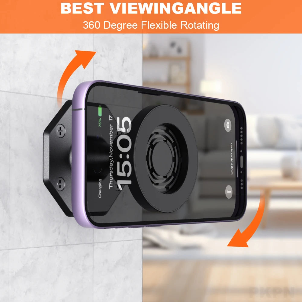 Magnetic Wall Phone Mount Supports 360-degree rotation Suitable for walls and desktops Compatible with all smartphones